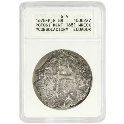 1678 Spanish 8 Reales - Potosi - Consolacion Wreck - ANACS G4