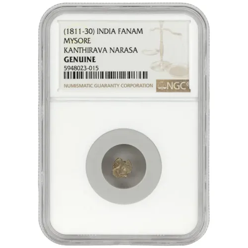 1811 - 1830 India Fanam Mysore Kanthirava Narasa - NGC Genuine - 015