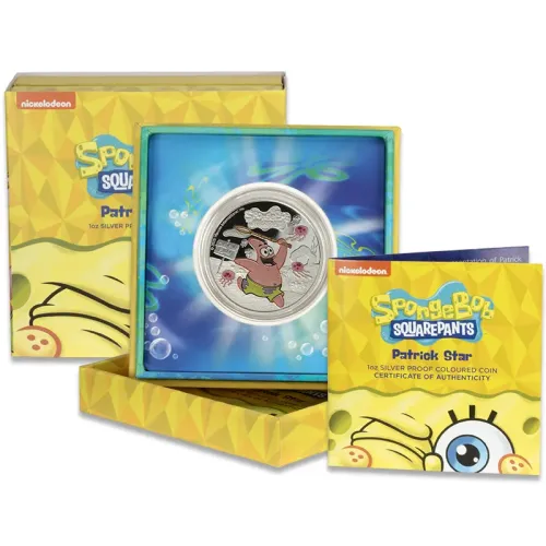 2025 Tuvalu $1 Colorized Patrick Star 1oz Silver SpongeBob SquarePants Coin