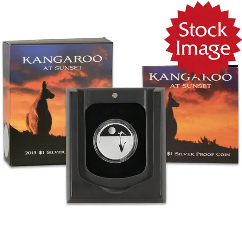 2013 Australia $1 Kangaroo At Sunset 6.03gr .999 Silver Proof