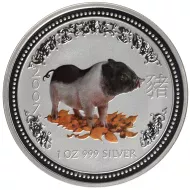 2007 Australia 1oz Silver Year of the Pig - Colorized
