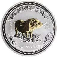 2007 Australia 1oz Silver Year of the Pig - Gilded