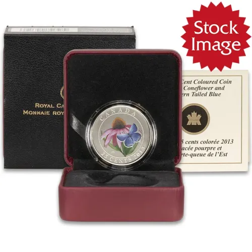 2013 Canada 25 Cent Colored Coin - Purple Coneflower and Eastern Tailed Blue 