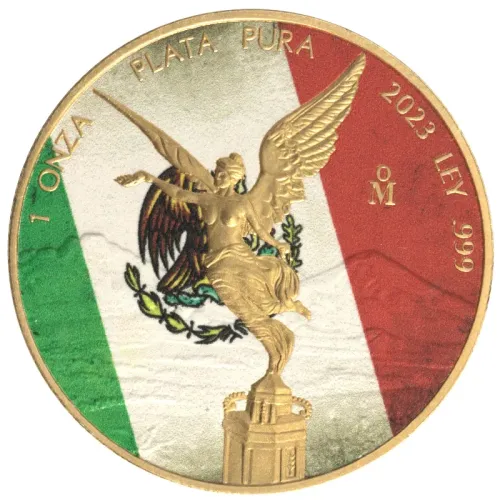 2023 Mexican 1oz Silver Libertad - Gilt Flag of Mexico