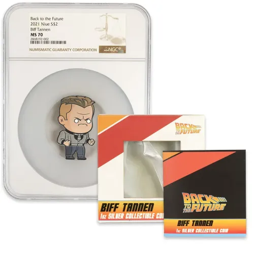 2021 Niue $2 Silver 1oz Chibi Colorized Coin - Biff Tannen - NGC MS70 FR