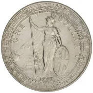 1907 B British Trade Dollar - Circulated Cleaned Chop Mark