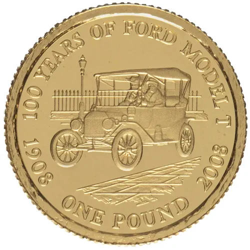 2008 Great Britain Alderney One Pound Gold - 100th Anniversary Ford Model T