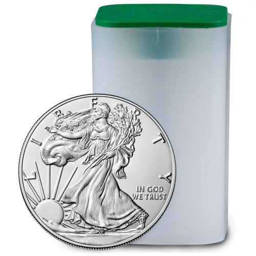 1 oz American Silver Eagle - BU (Brilliant Uncirculated)Roll - 20 Coins (Date of Our Choice)