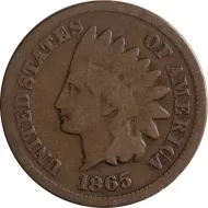 1865 Indian Head Penny Plain 5 - VG (Very Good)