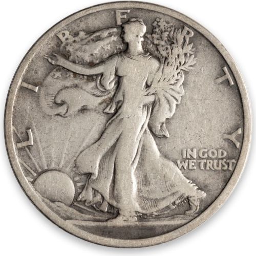1916 S Walking Liberty Half Dollar - VG (Very Good) Details - Improperly Cleaned