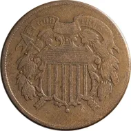 1864 2 Cent Large Motto - Fine (F)