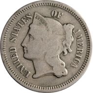 1866 3 Cent Nickel - Very Good (VG)