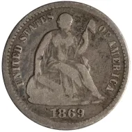 1869 Seated Half Dime - Good (G)