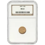 1857 $1 Gold Liberty - NGC MS61