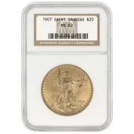 1907 $20 Saint-Gaudens Gold Double Eagle - NGC MS62
