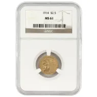 1914 $2 1/2 Indian Gold Quarter Eagle - NGC MS61