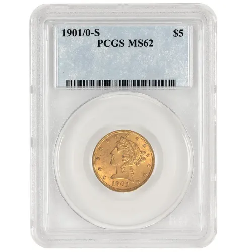 1901/0 S $5 Liberty Gold Half Eagle - PCGS MS62