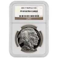 2001 P American Buffalo Silver Dollar - NGC PF 69