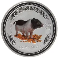 2007 Australia 1oz Silver Year of the Pig - Colorized