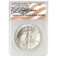 1985 DC Overstruck American Silver Eagle - ANACS MS68