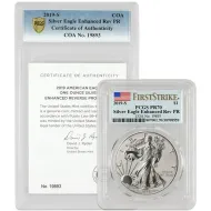 2019 S American Silver Eagle Enhanced Reverse Proof - PCGS PF 70 FS - COA 19893