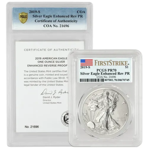 2019 S American Silver Eagle Enhanced Reverse Proof - PCGS PF 70 FS - COA 21696