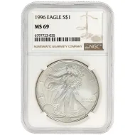 1996 American Silver Eagle - NGC MS69 Spots