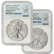 2013 American Silver Eagle 2 Coin West Point Set - NGC 70