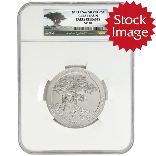 2013 P Great Basin NP Nevada 5oz Silver ATB Quarter - NGC SP70