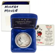 1987 Disney Mickey Mouse 1oz Silver Round - Mickey's Magic Good Luck #09106