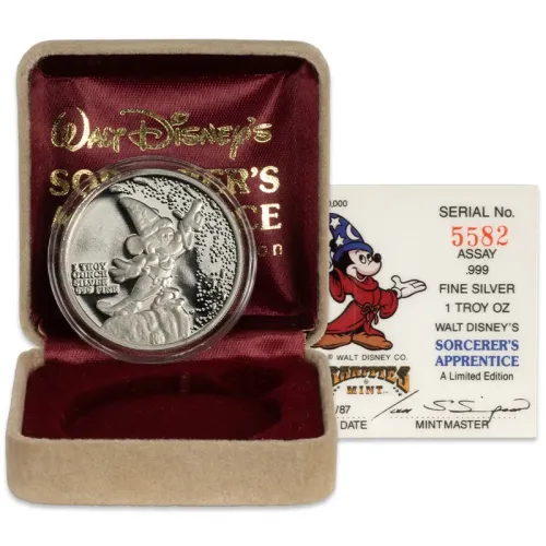 1987 Disney Mickey Mouse 1oz Silver Round - Sorcerer's Apprentice #5582