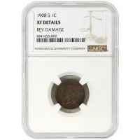 1908 S Indian Head Penny - NGC XF Details Reverse Damage