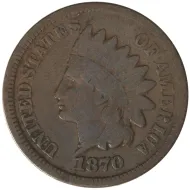 1870 Indian Head Penny - Good Details Cleaned