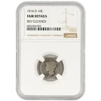 1916 D Mercury Dime - NGC Fair Details Rev Cleaned