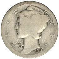 1916 D Mercury Dime - About Good
