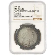 1799 Liberty Draped Bust Dollar w/ Private Countermark - NGC Fine Details (Cleaned)