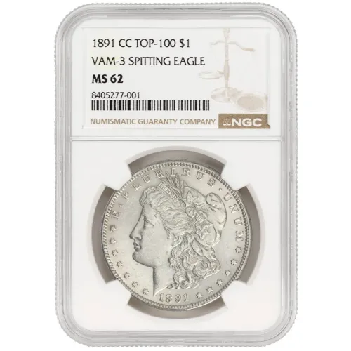 1891 CC Morgan Dollar VAM3 Spitting Eagle - NGC MS62