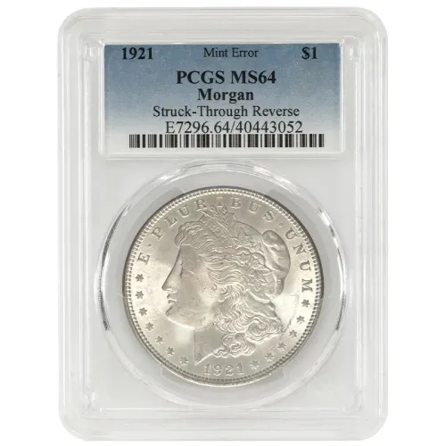 1921 Morgan Dollar PCGS MS64 Struck-Through Reverse
