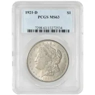 1921 D Morgan Dollar - PCGS MS 63