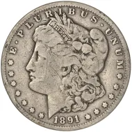 1891 CC Morgan Dollar - Very Good Details Graffiti