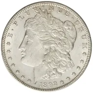 1892 Morgan Dollar -  Almost Uncirculated Details Scratched