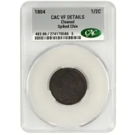 1804 CAC 1/2 Cent Spiked Chin - CAC Very Fine Details (Cleaned)