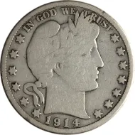 1914 Barber Half Dollar - Very Good Details Scratched