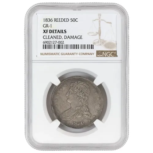 1836 Capped Bust Half Dollar Reeded Edge GR-1 NGC XF Cleaned & Damaged