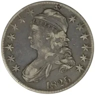 1825 Capped Bust Half Dollar - Very Fine Details Damaged