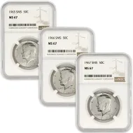 1965 - 1967 Kennedy Half Dollar Set - SMS - NGC MS 67