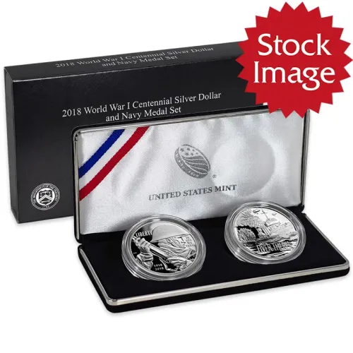 2018 WWI Centennial Silver Dollar and Navy Medal Set