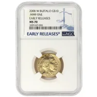 2008 W 1/4oz Gold Buffalo $10 - NGC MS70 Early Release