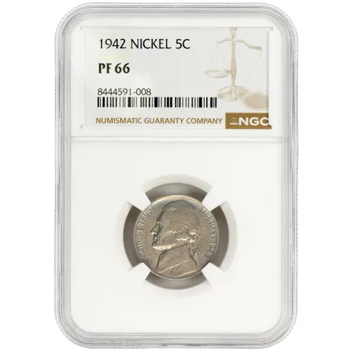 1942 Jefferson Nickel - NGC PF66
