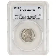 1944 P Jefferson Nickel - PCGS MS64FS